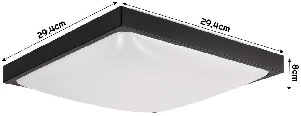 ECOLIGHT LED stropné svietidlo 2xE27 štvorcové čierne + 2x E27 10W neutrálna biela žiarovka