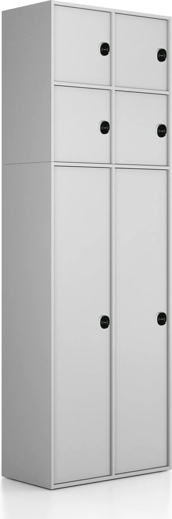 Nadstavba pre skrine FRAME, 4x dvere, 872 x 450 x 854 mm, RFID zámok, sivá