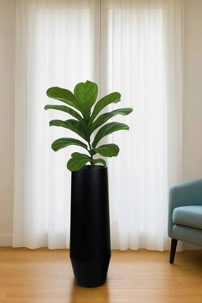Dizajnový kvetináč BERBELO, sklolaminát, výška 80 cm, čierny mat