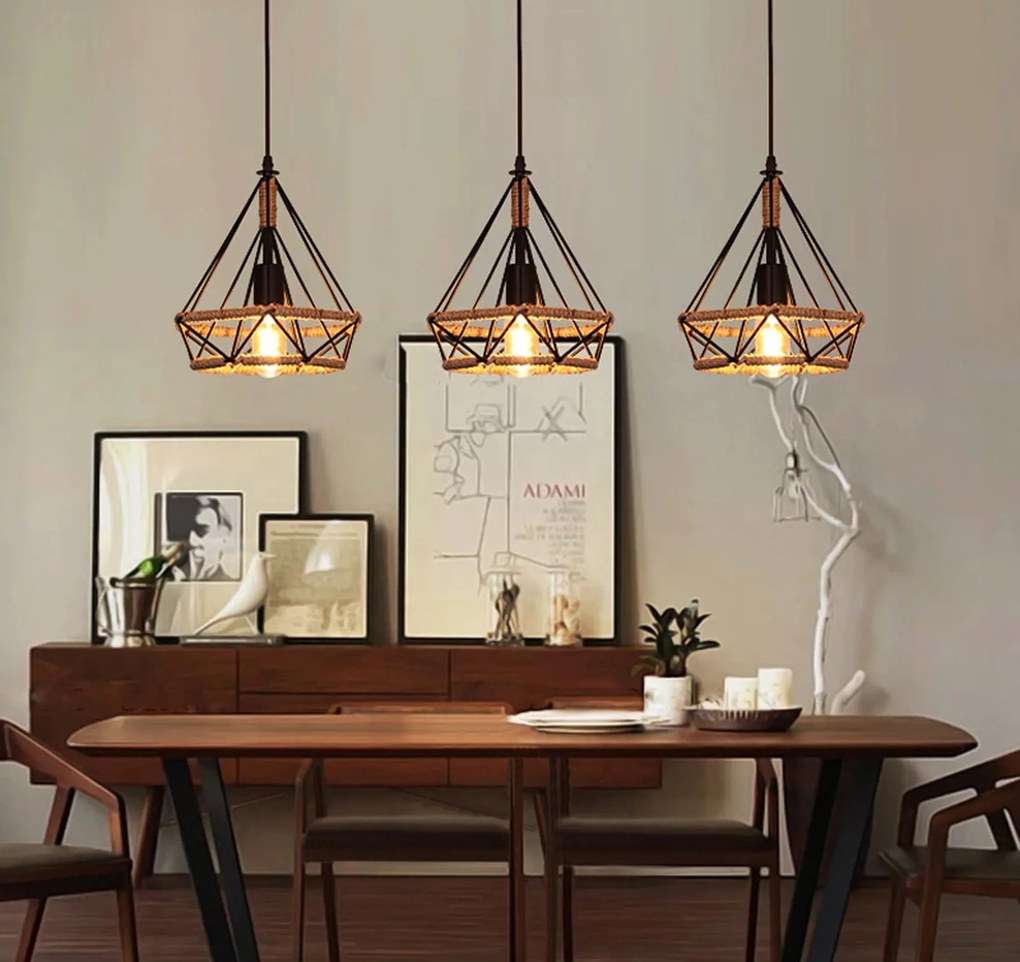 Stropné svietidlo TAVERN big - s lanom - čierne