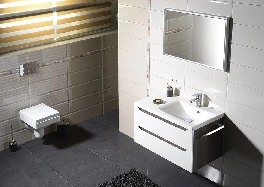 Sapho Sapho, WAVE umývadlová skrinka 89,7x45x47,8cm, pravá, biela/dub Alabama, WA093-3022