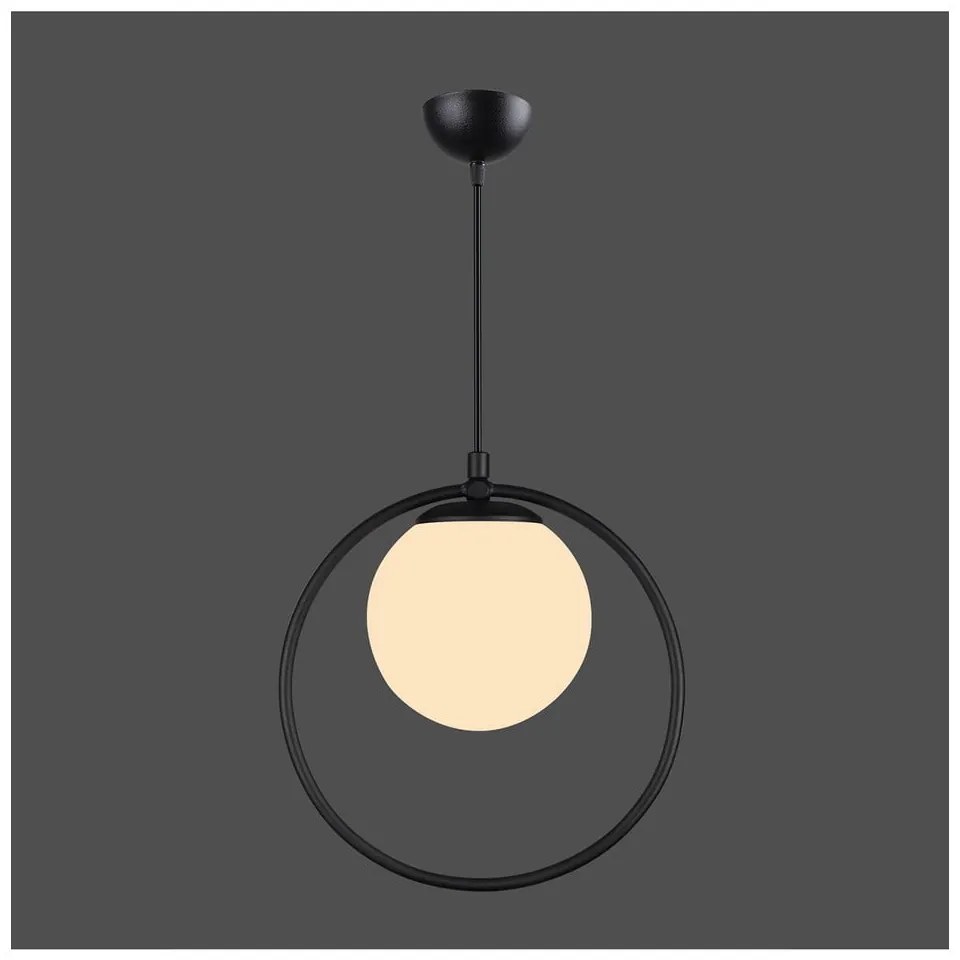 Čierne kovové závesné svietidlo so skleneným tienidlom ø 15 cm Ates – Squid Lighting