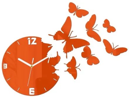 Sammer Štýlová nástenná hodina v oranžovej farbe ButterflyOrange