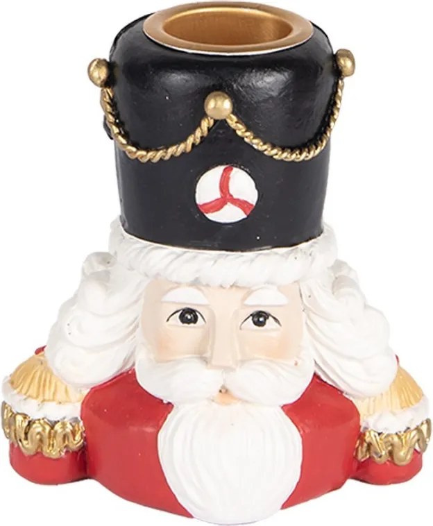 Candle Holder Nutcracker 8x6x9 Cm Red Plastic - 8.0 cm