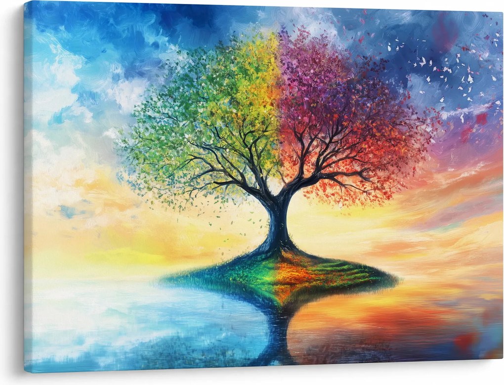 Obraz – Maľovaný strom ročných období (70x50 cm)