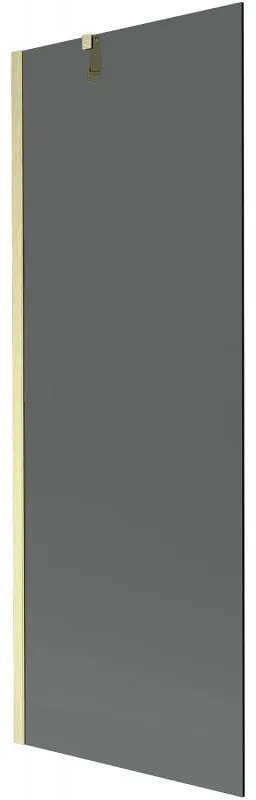 Mexen Next, 1-krídlová vaňová zástena 70 x 150 cm, 6mm šedé sklo, zlatá matná, 895-070-000-00-40-55