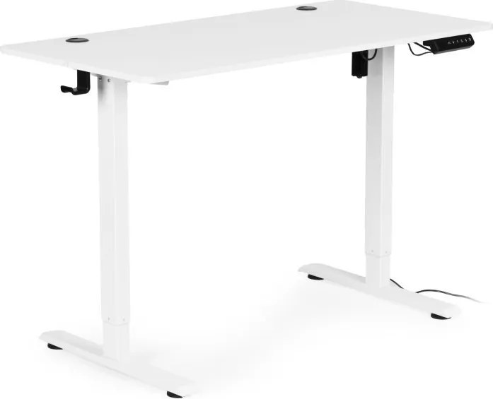 Elektrický nastaviteľný stôl 120 x 60 cm, nastaviteľná výška 72-117 cm, biely