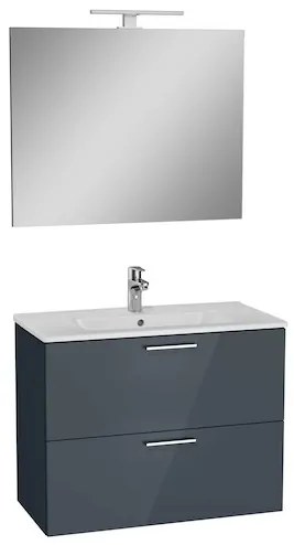 Vitra Mia kúpeľňová zostava s umývadlom, zrkadlom a osvetlením 79x61x39,5 cm antracitový lesk MIASET80A