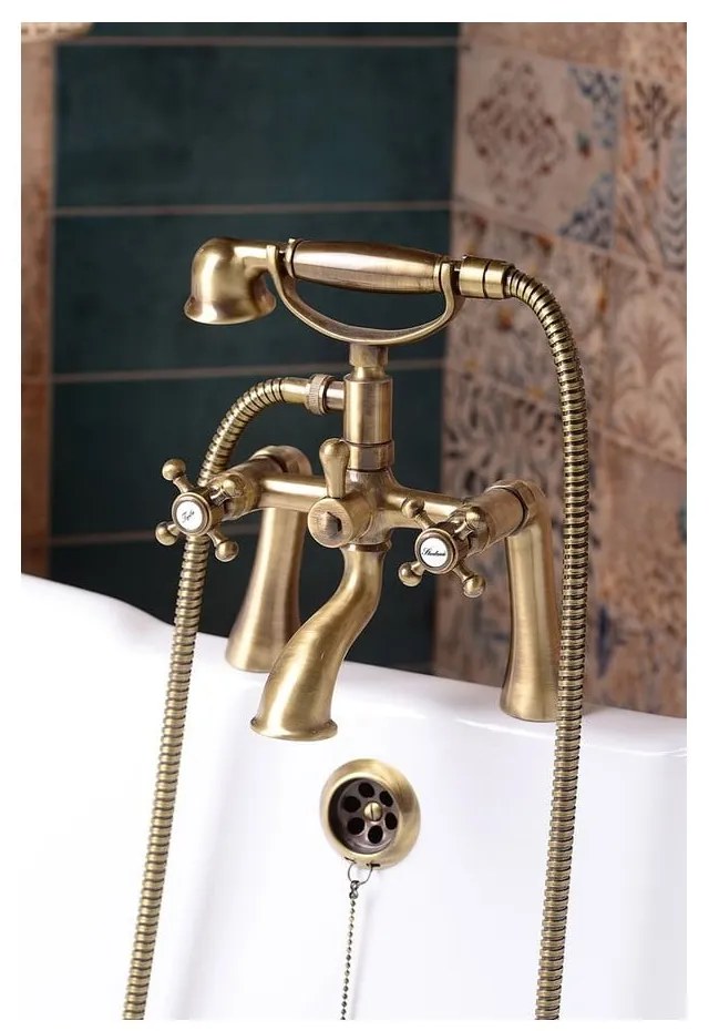 Nástenná vaňová batéria v zlatej farbe (2 výstupy) Antea – Sapho
