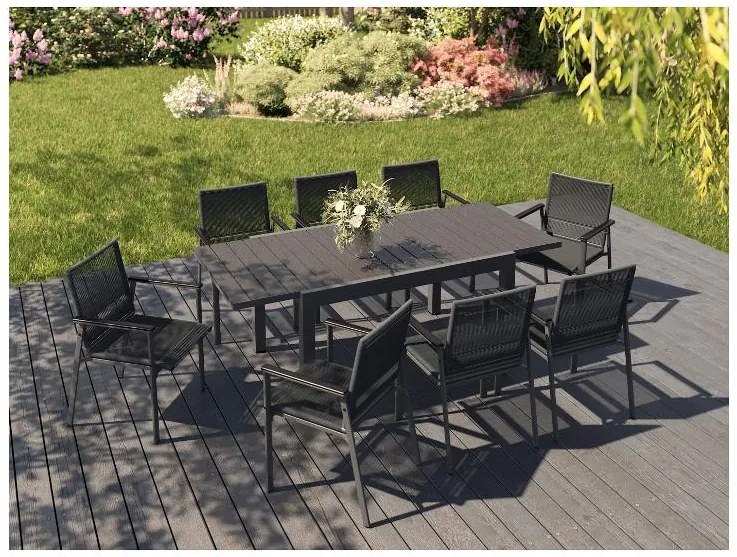 Livarno home Rozkladací záhradný stôl Miami + Záhradná stolička Miami, 8 kusov  (800008472)