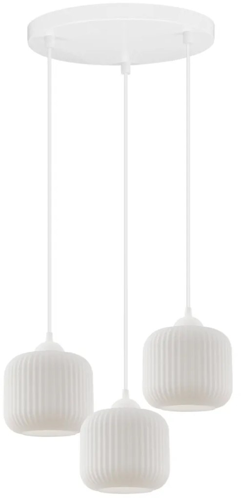 Závesné svietidlo Riffle, 3x biele sklenené tienidlo, w, o
