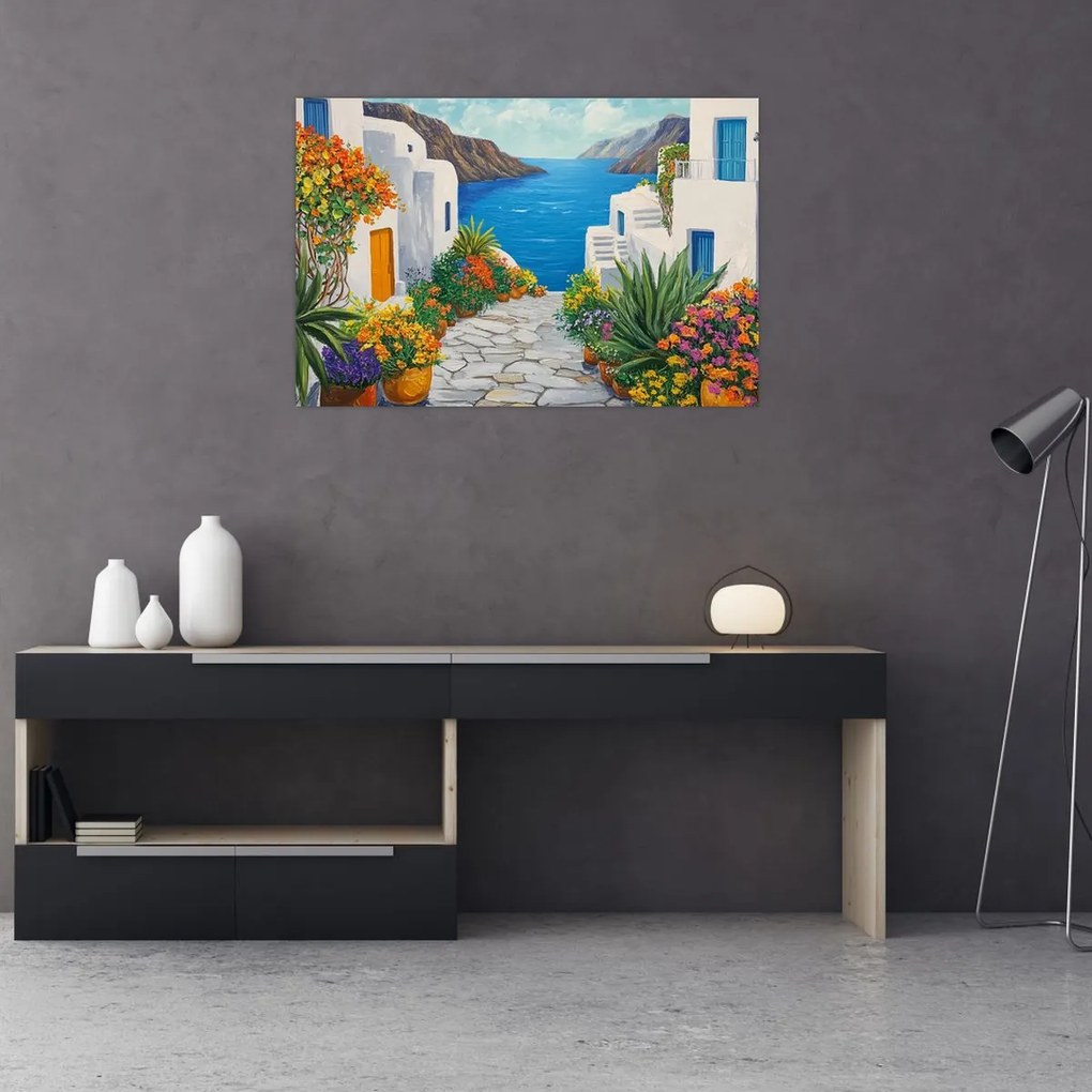 Obraz - Grécka ulička (90x60 cm)