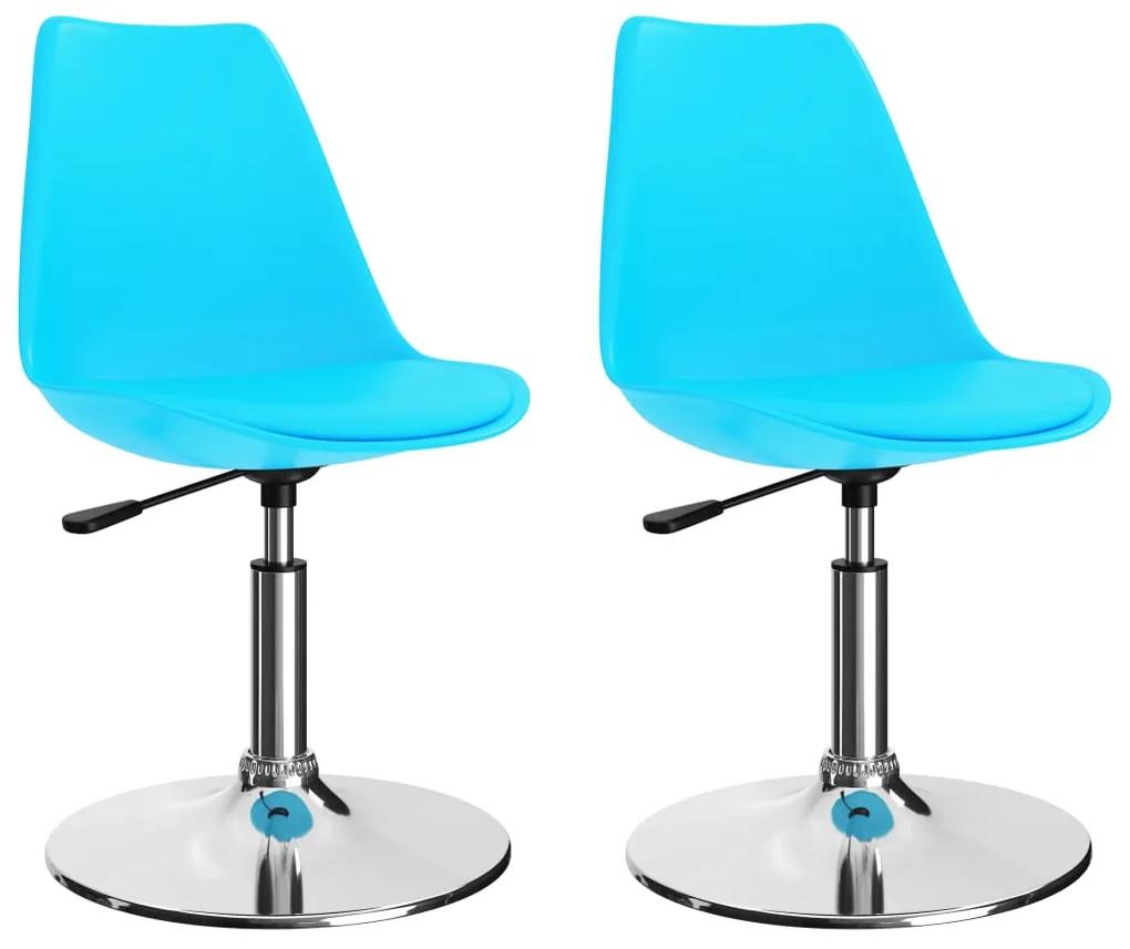 Otočné jedálenské stoličky 2 ks, modré, umelá koža
