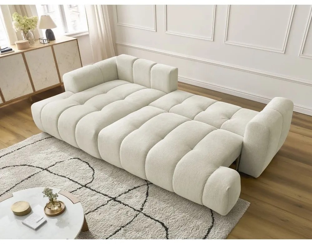 Béžová rozkladacia/s úložným priestorom rohová pohovka (ľavý roh/s leňoškou) Fuji – Bobochic Paris