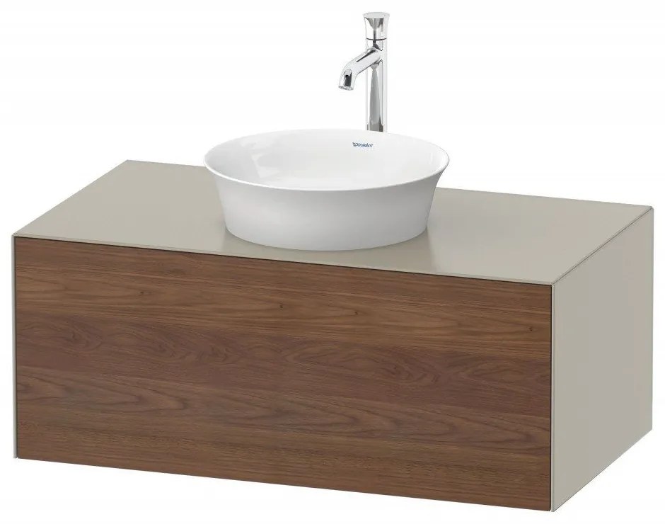 DURAVIT White Tulip závesná skrinka pod umývadlo na dosku, 1 zásuvka, 1000 x 550 x 408 mm, americký orech masív/taupe matná, WT497607760