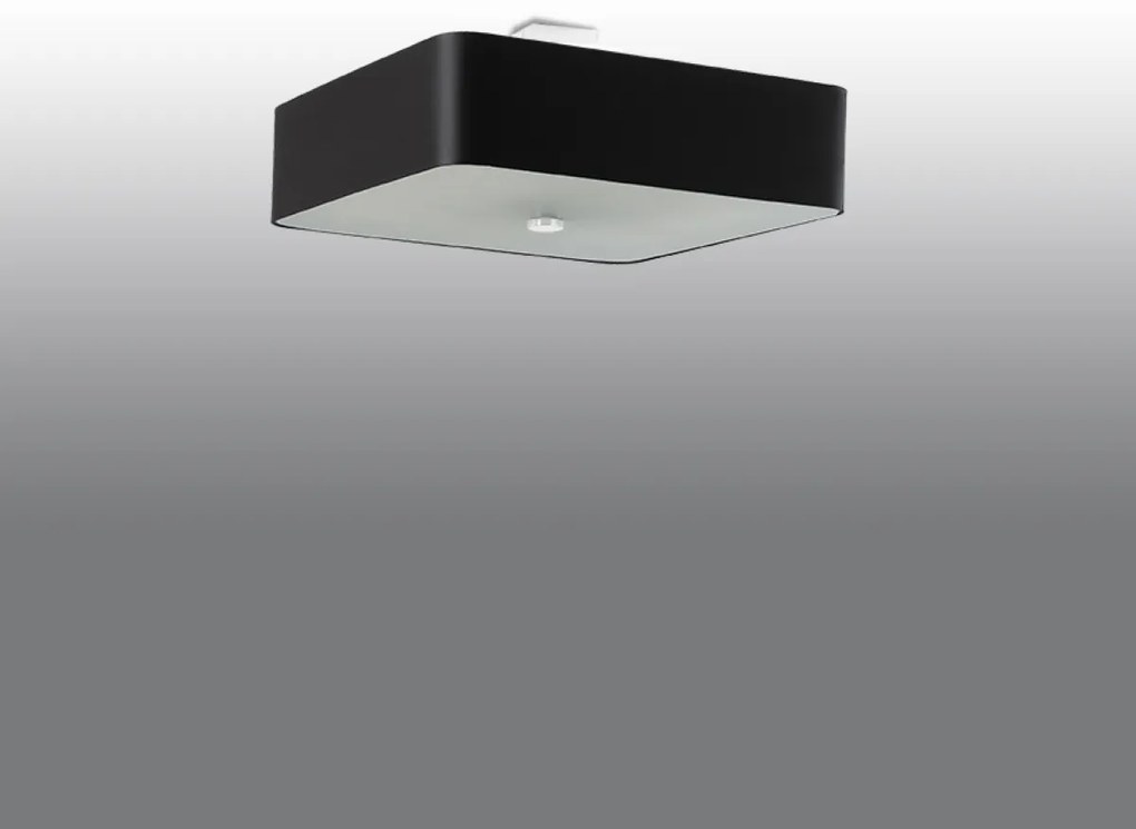 Stropné svietidlo Lokko, 1x čierne textilné tienidlo, (biele sklo), (55 cm)