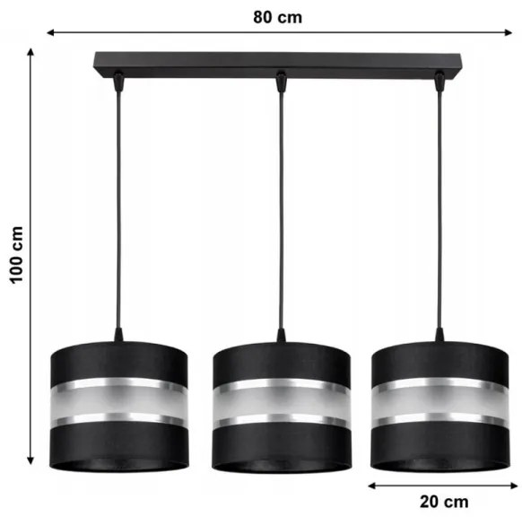 Luster na lanku CORAL 3xE27/60W/230V čierna