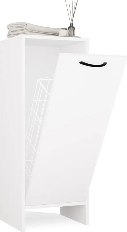 Spodná kúpeľňová skrinka s košom na bielizeň Nina 35 cm biela