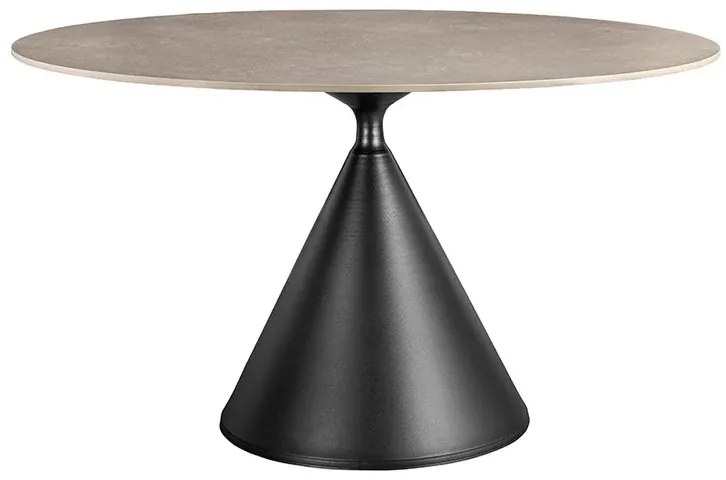 Jedálenský stôl Signature 135 cm čierny kovový rám s doskou v sivo-mramorovom vzhľade