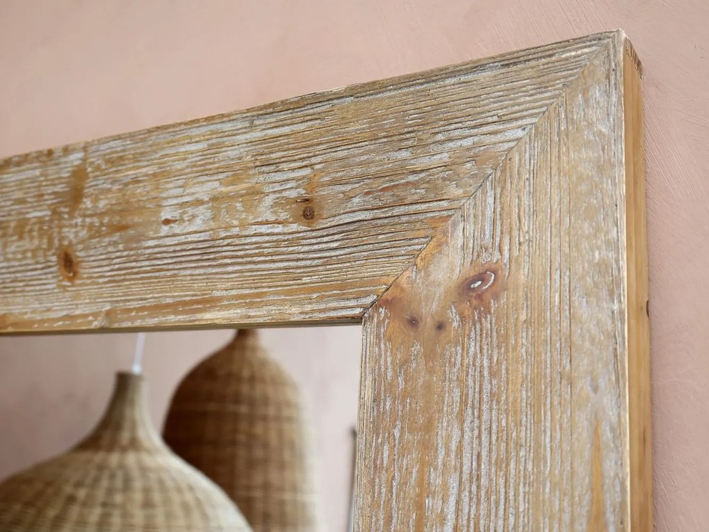 Prírodné antik nástenné zrkadlo z recyklovaného dreva Cilla - 60*5*90 cm