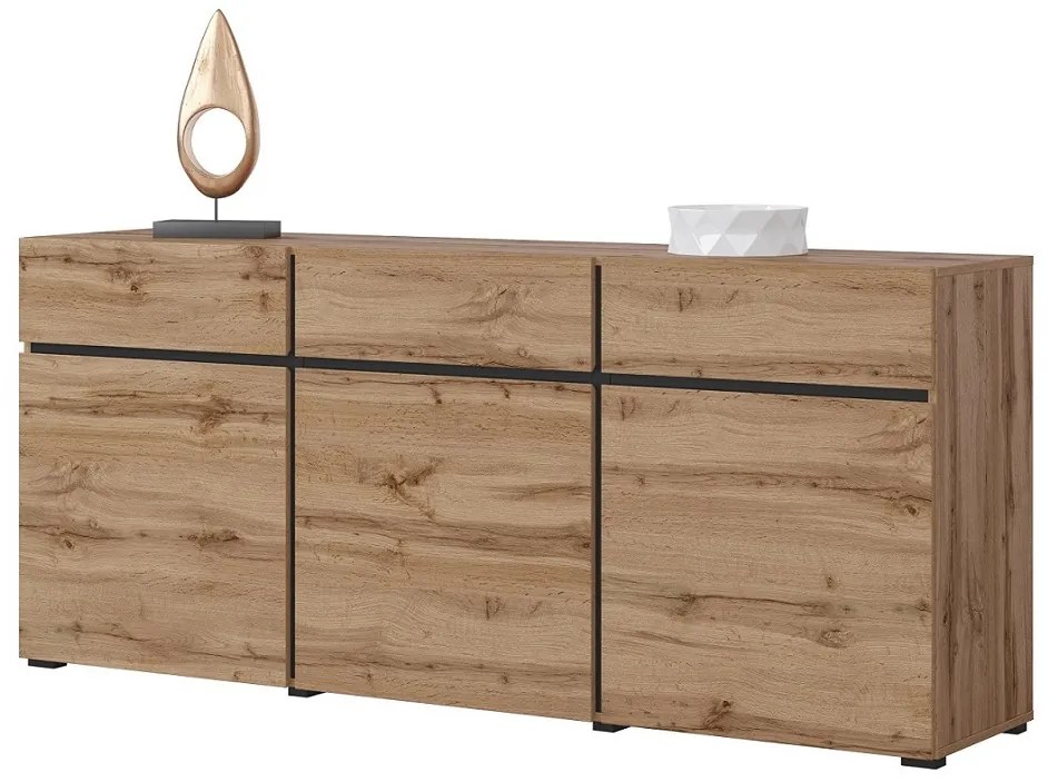Komoda Cross 180 cm - dub wotan / čierna