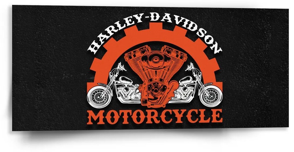 Sablio Obraz Harley-Davidson motor Čierne pozadie - 110x50 cm