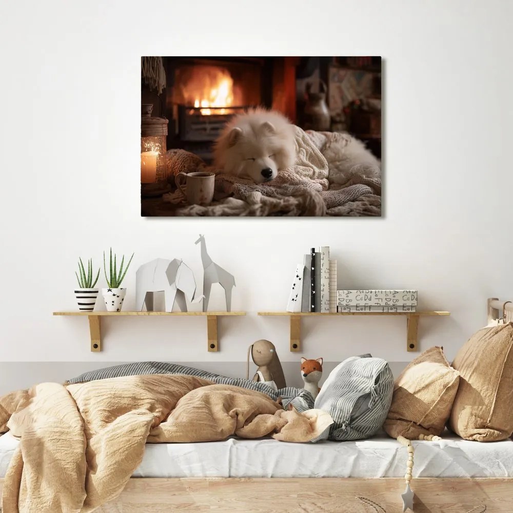 Obraz vianočná pohoda pri krbe