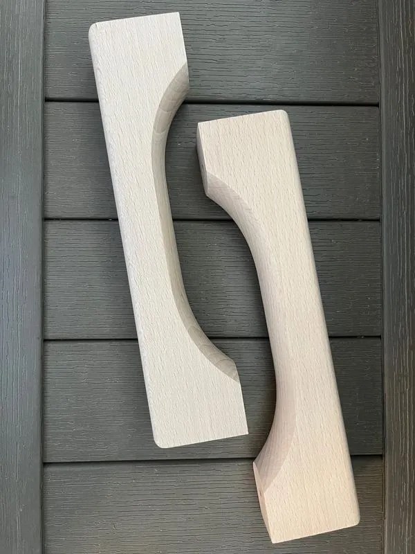 Drevené madlo na saunové dvere zo skla: NATUR 240x35x52 mm