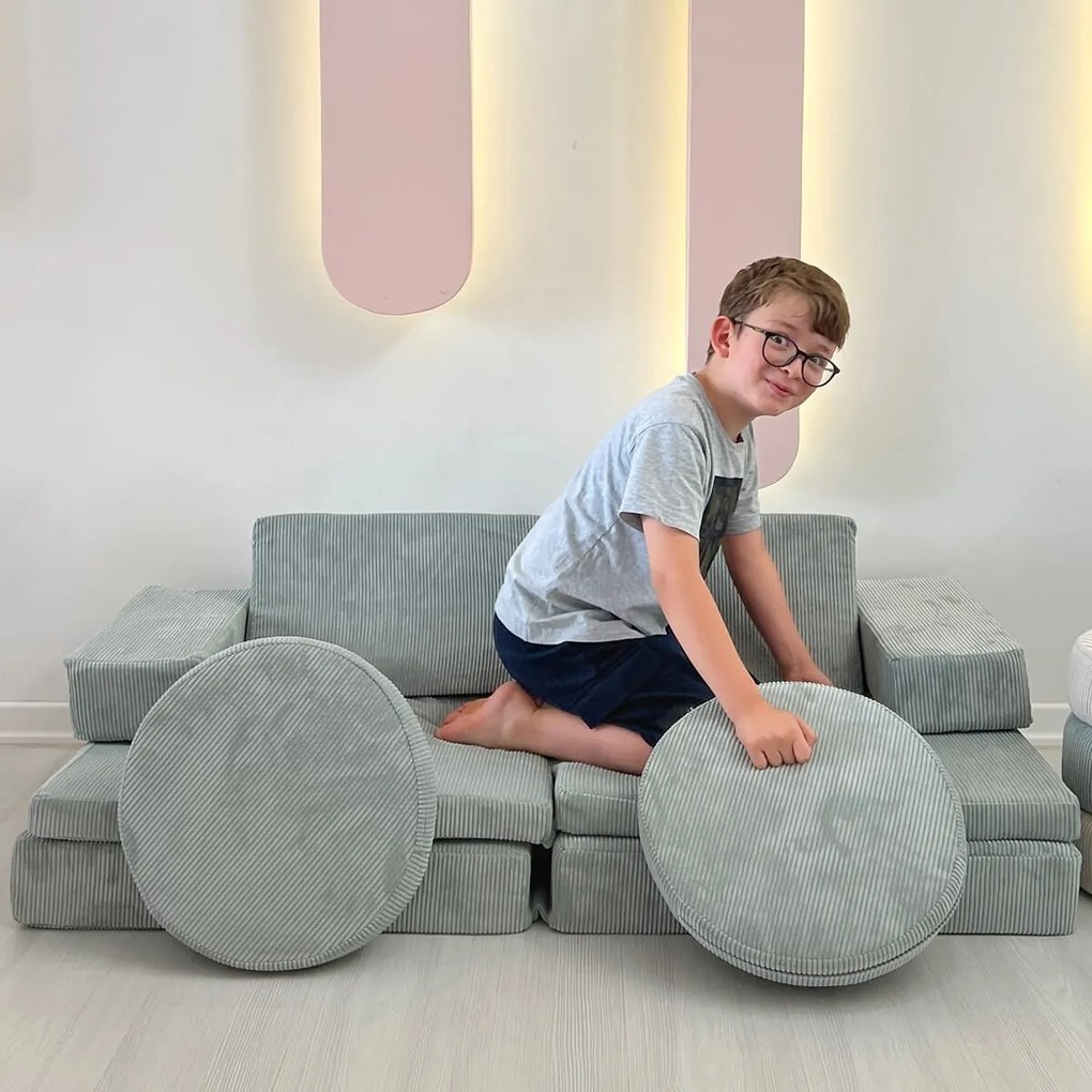 Dvojmiestna rozkladacia pohovka Puzzle modrá