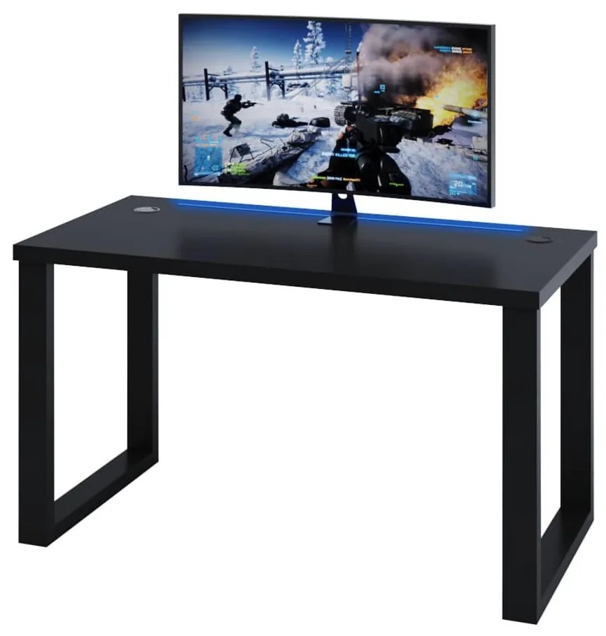 Herný pc stôl Gamer S (čierna) (s RGB LED osvetlením). Akcia -19%. Vlastná spoľahlivá doprava až k Vám domov. 1054989