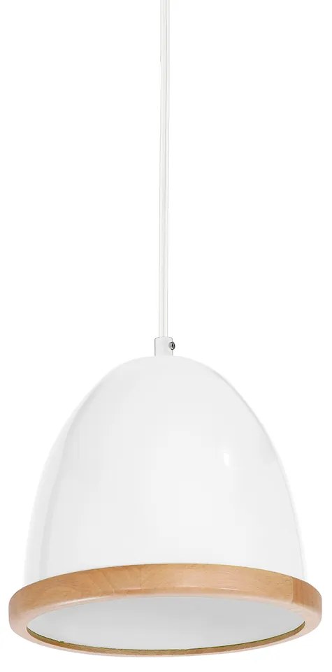 Závesné svietidlo Studio, 1x drevené/biele kovové tienidlo, (fi 21cm), w/br