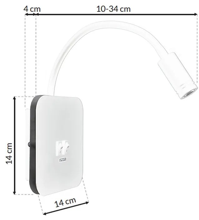 Nástenné LED svietidlo Base1, 1x LED 8+2w, 4000k, w, vypínač