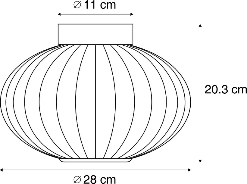 Dizajnové stropné svietidlo čierne 28 cm s fialovým sklom vrátane LED 3-stupňové stmievateľné - Margherite