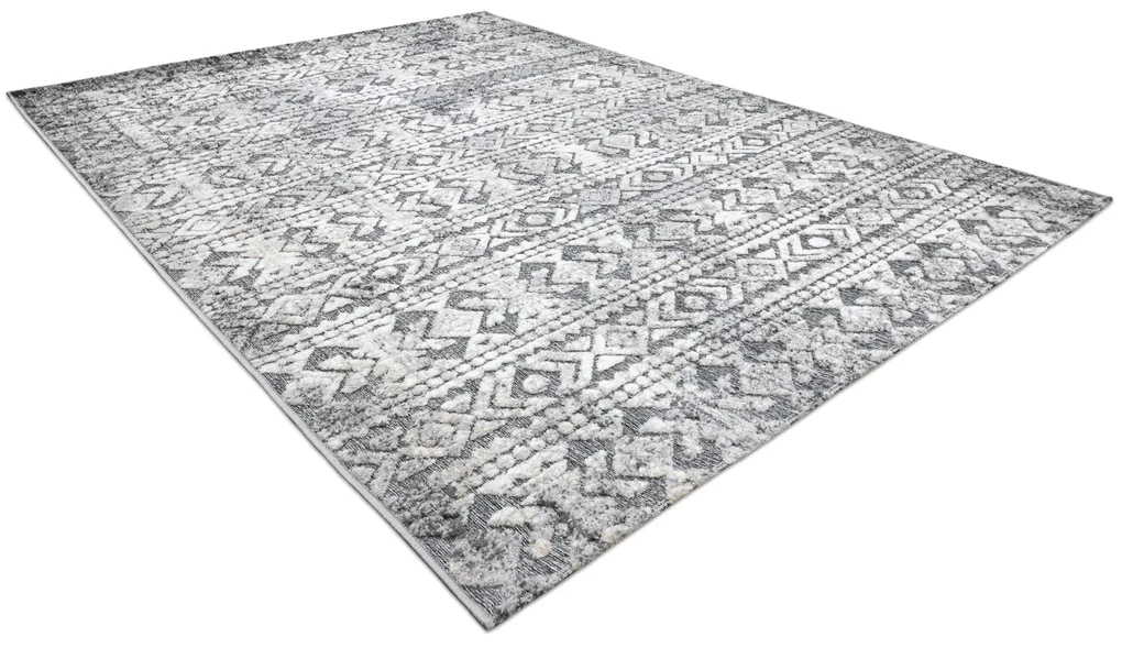 Koberec Štrukturálny SOLE D3732 Aztécky, diamanty sivo / béžový
