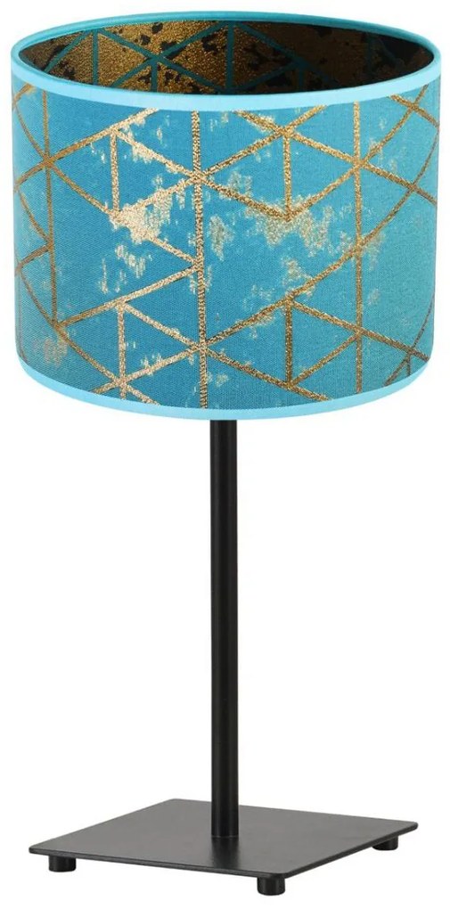 Stolná lampa Werona 4, 1x modré textilné tienidlo so vzorom, (výber zo 4 farieb konštrukcie), g