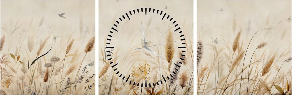 Obraz - Divoká lúka (s hodinami) (90x30 cm)