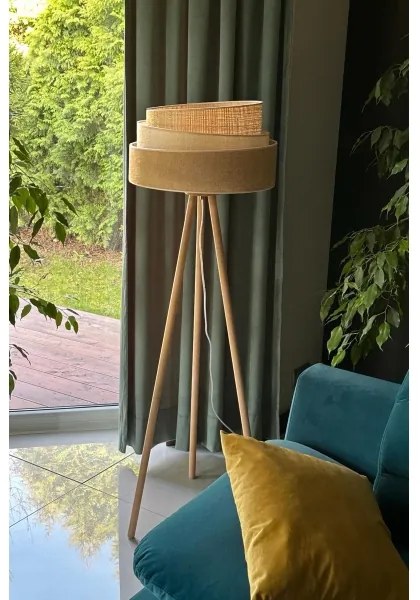 Duolla - Stojacia lampa YUTE TRIO 1xE27/15W/230V pr. 45 cm hnedá/šedá/béžová