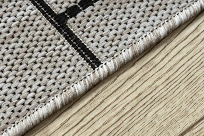 Behúň SIZAL FLOORLUX 20605 trojuholníky geometrický - strieborný, čierny