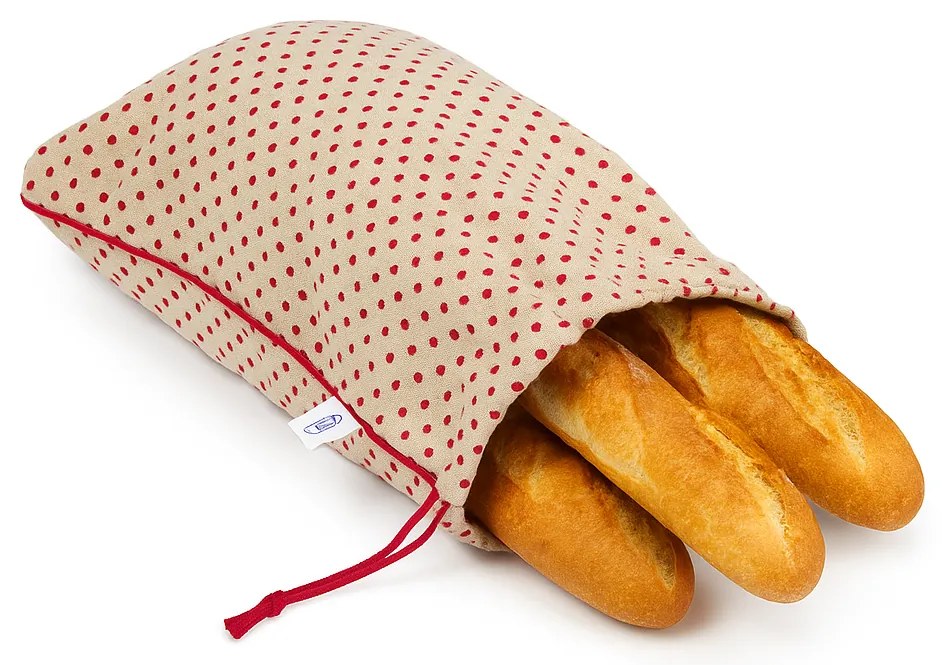 Wrap - up Funkčné vrecko Wrapáček, obal veľ. XL na chlieb aj pečivo, režný s ČERVENÝM bodkou