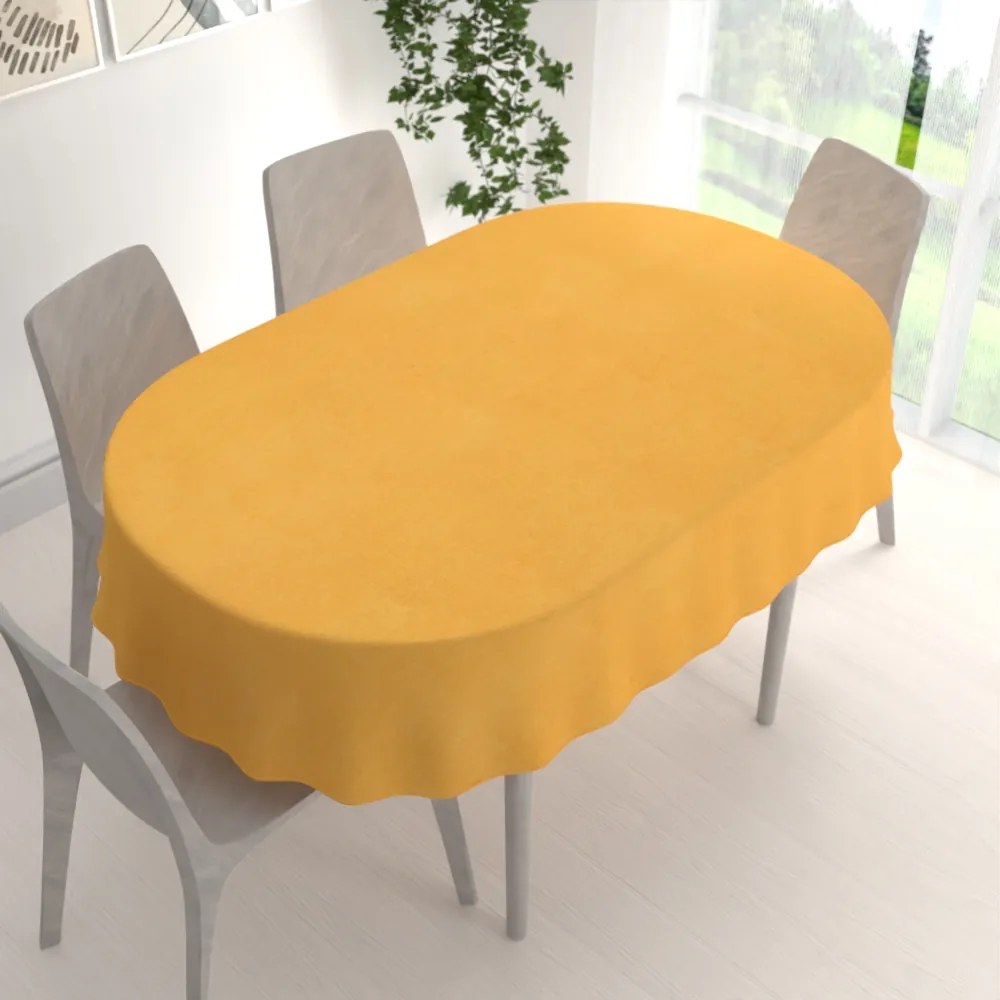Biante Dekoračný oválny obrus BKW-211 Horčicový žíhaný 100x160 cm