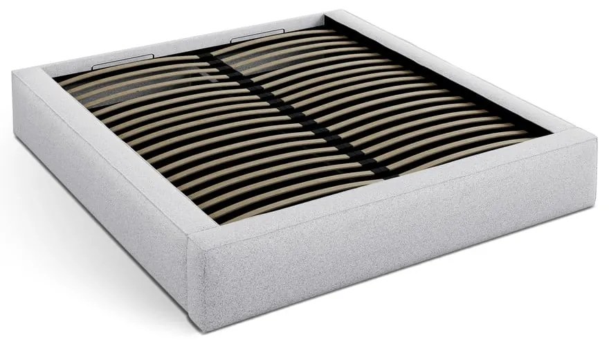 Svetlosivá čalúnená dvojlôžková posteľ s úložným priestorom s roštom 180x200 cm Simon – Micadoni