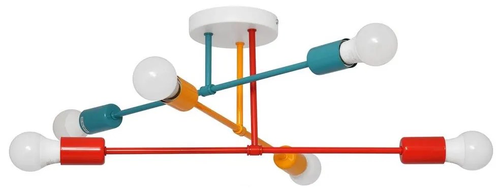 Prisadený luster CAMBRIDGE 6xE27/20W/230V modrá/červená/oranžová