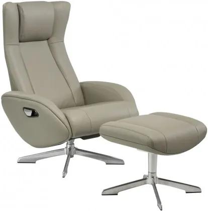 Lounge Chair RIGA s podnožkou, světle šedá kůže House Nordic 1101071