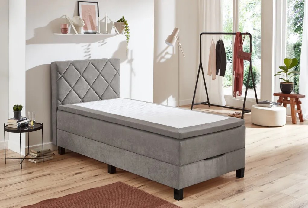 Posteľ Jeff 100x200 cm, šedá látka