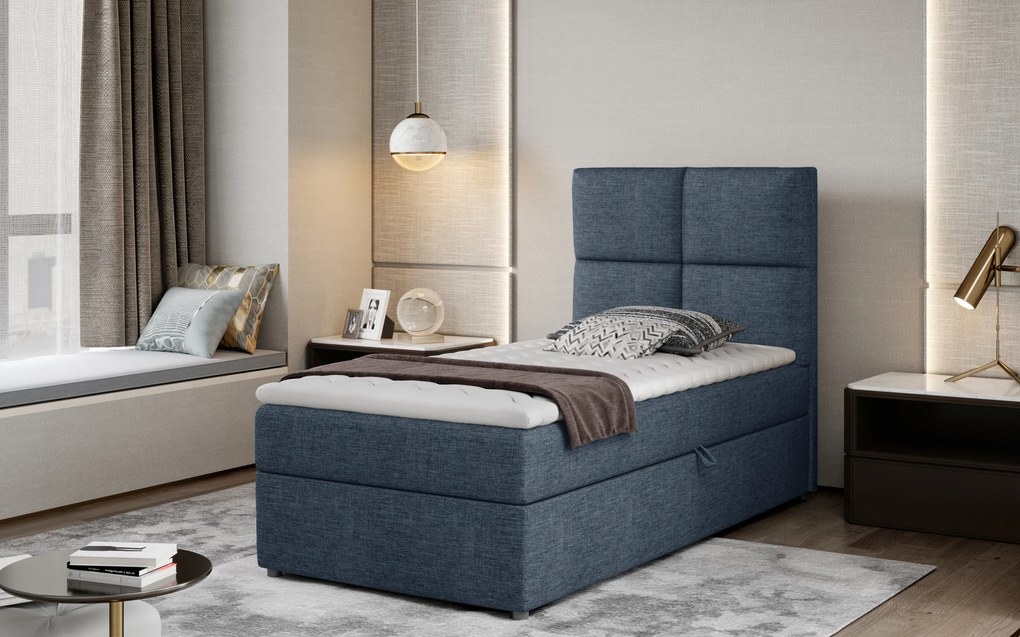 Moderná box spring posteľ Garda 90x200, modrá Savana
