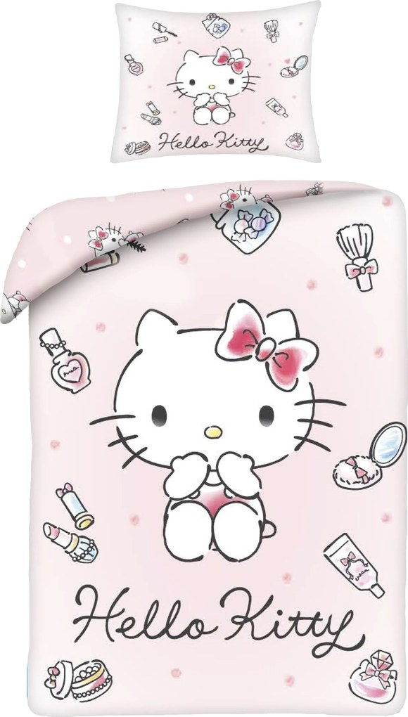 Halantex Obliečky z mikrovlákna 140x200 + 70x90 cm - Hello Kitty "Malá parádnica"