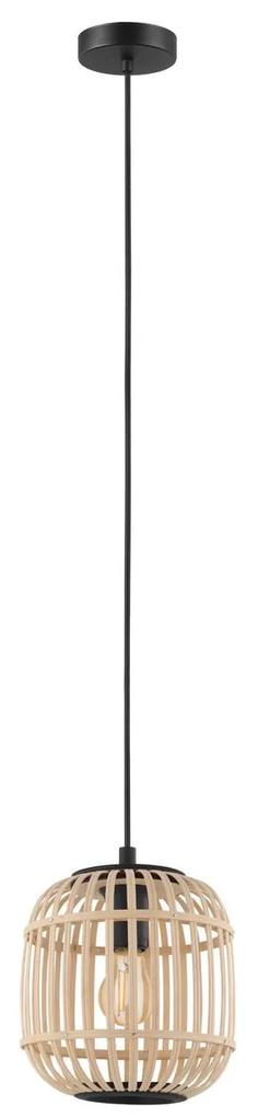 EGLO Závesný luster na lanku BORDESLEY, drevo, 110x21cm