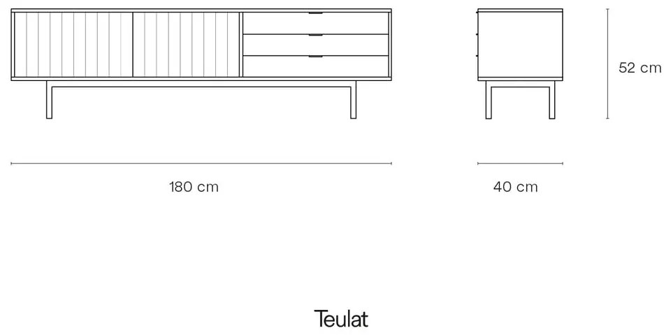 TV stolík v dekore duba v šedo-prírodnej farbe 180x52 cm Sierra – Teulat