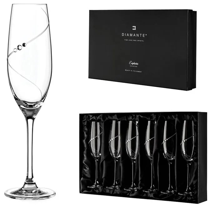 Diamante poháre na šampanské Silhouette City s kamínky Swarovski 200 ml 6KS