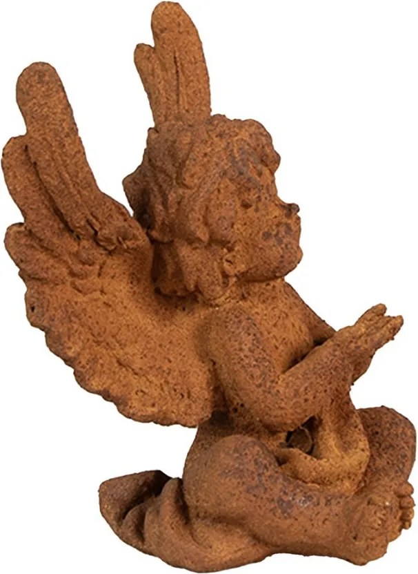 Dekoratívna hrdzavá figúrka anjel sediaci - 9*8*12 cm